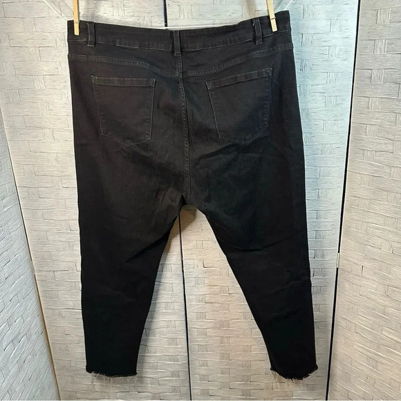 Soft Surroundings Black High Rise Slim Jeans raw hem grunge, Garth plus size - Picture 2 of 10